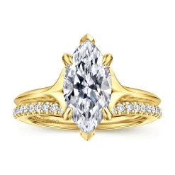 Clearance Gabriel & Co. Alden - 14K Yellow Gold Split Shank Oval Diamond Engagement Ring