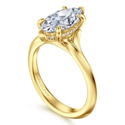 Clearance Gabriel & Co. Alden - 14K Yellow Gold Split Shank Oval Diamond Engagement Ring