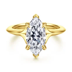 Clearance Gabriel & Co. Alden - 14K Yellow Gold Split Shank Oval Diamond Engagement Ring