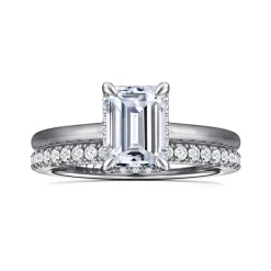 Outlet Gabriel & Co. Aldon - 14K White Gold Emerald Cut Diamond Engagement Ring