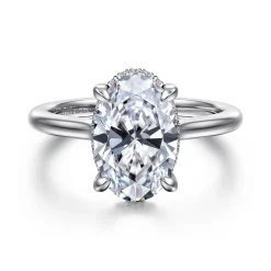 Clearance Gabriel & Co. Aldon - 14K White Gold Oval Diamond Engagement Ring