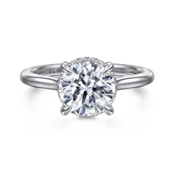 Outlet Gabriel & Co. Aldon - 14K White Gold Round Diamond Engagement Ring