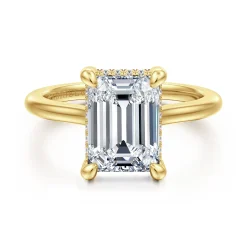 Discount Gabriel & Co. Aldon - 14K Yellow Gold Emerald Cut Diamond Engagement Ring