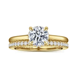 Discount Gabriel & Co. Aldon - 14K Yellow Gold Round Diamond Engagement Ring