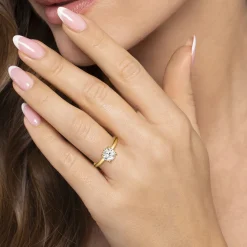 Discount Gabriel & Co. Aldon - 14K Yellow Gold Round Diamond Engagement Ring