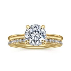 Sale Gabriel & Co. Aldon - 14K Yellow Gold Round Solitaire Diamond Engagement Ring