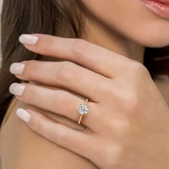 Sale Gabriel & Co. Aldon - 14K Yellow Gold Round Solitaire Diamond Engagement Ring