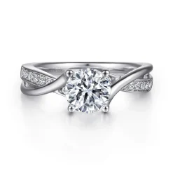 Hot Gabriel & Co. Aleesa - 14K White Gold Round Bypass Diamond Engagement Ring