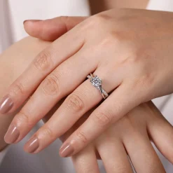 Hot Gabriel & Co. Aleesa - 14K White Gold Round Bypass Diamond Engagement Ring
