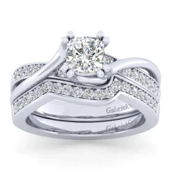 Best Gabriel & Co. Aleesa - 14K White Gold Twisted Cushion Cut Diamond Engagement Ring