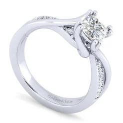Best Gabriel & Co. Aleesa - 14K White Gold Twisted Cushion Cut Diamond Engagement Ring
