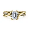 Sale Gabriel & Co. Aleesa - 14K Yellow Gold Twisted Emerald Cut Diamond Engagement Ring