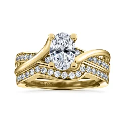 Sale Gabriel & Co. Aleesa - 14K Yellow Gold Twisted Oval Diamond Engagement Ring