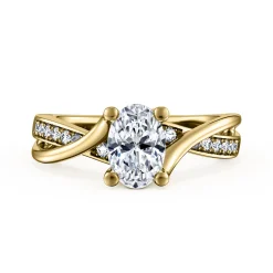 Sale Gabriel & Co. Aleesa - 14K Yellow Gold Twisted Oval Diamond Engagement Ring