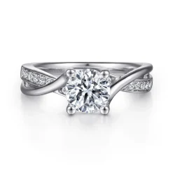 Clearance Gabriel & Co. Aleesa - Platinum Round Bypass Diamond Engagement Ring