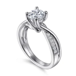 Clearance Gabriel & Co. Aleesa - Platinum Round Bypass Diamond Engagement Ring