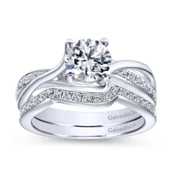 Clearance Gabriel & Co. Aleesa - Platinum Round Bypass Diamond Engagement Ring