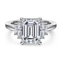 New Gabriel & Co. Alejandra - 14K White Gold Emerald Cut Diamond Engagement Ring