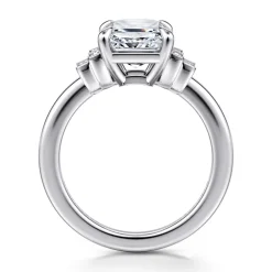 New Gabriel & Co. Alejandra - 14K White Gold Emerald Cut Diamond Engagement Ring