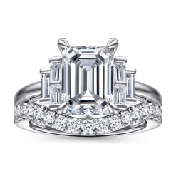 New Gabriel & Co. Alejandra - 14K White Gold Emerald Cut Diamond Engagement Ring