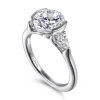 Discount Gabriel & Co. Alesandra - 14K White Gold Half Bezel Round Three Stone Diamond Engagement Ring