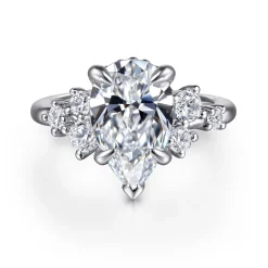 Gabriel & Co. Alexa - 14K White Gold Pear Shape Diamond Engagement Ring