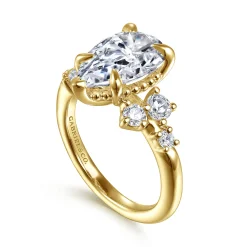 Clearance Gabriel & Co. Alexa - 14K Yellow Gold Pear Shape Diamond Engagement Ring