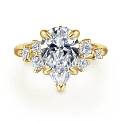 Clearance Gabriel & Co. Alexa - 14K Yellow Gold Pear Shape Diamond Engagement Ring