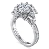 Outlet Gabriel & Co. Alexandria - 14K White Gold Floral Halo Round Diamond Engagement Ring