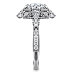Outlet Gabriel & Co. Alexandria - 14K White Gold Floral Halo Round Diamond Engagement Ring