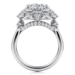Outlet Gabriel & Co. Alexandria - 14K White Gold Floral Halo Round Diamond Engagement Ring