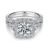 Hot Gabriel & Co. Alexia - 14K White Gold Round Halo Diamond Engagement Ring