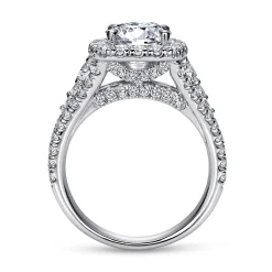 Hot Gabriel & Co. Alexia - 14K White Gold Round Halo Diamond Engagement Ring