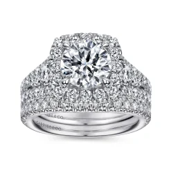 Hot Gabriel & Co. Alexia - 14K White Gold Round Halo Diamond Engagement Ring