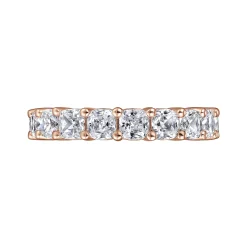 Discount Gabriel & Co. Alexi - 14K Rose Gold Cushion Cut Shared Prong Diamond Eternity Band - 4.5 ct