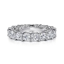 Clearance Gabriel & Co. Alexi - 14K White Gold Cushion Cut Shared Prong Diamond Eternity Band - 4.5 ct