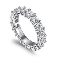 Clearance Gabriel & Co. Alexi - 14K White Gold Cushion Cut Shared Prong Diamond Eternity Band - 4.5 ct