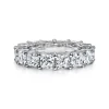 New Gabriel & Co. Alexi - 14K White Gold Cushion Cut Shared Prong Diamond Eternity Band - 6.4 ct