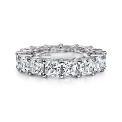 New Gabriel & Co. Alexi - 14K White Gold Cushion Cut Shared Prong Diamond Eternity Band - 6.4 ct