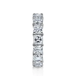 New Gabriel & Co. Alexi - 14K White Gold Cushion Cut Shared Prong Diamond Eternity Band - 6.4 ct