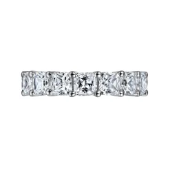 New Gabriel & Co. Alexi - 14K White Gold Cushion Cut Shared Prong Diamond Eternity Band - 6.4 ct