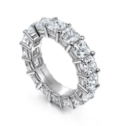 New Gabriel & Co. Alexi - 14K White Gold Cushion Cut Shared Prong Diamond Eternity Band - 6.4 ct
