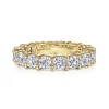 Clearance Gabriel & Co. Alexi - 14K Yellow Gold Cushion Cut Shared Prong Diamond Eternity Band - 4.5 ct