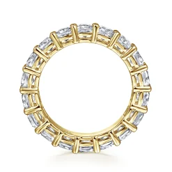 Clearance Gabriel & Co. Alexi - 14K Yellow Gold Cushion Cut Shared Prong Diamond Eternity Band - 4.5 ct