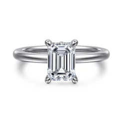 New Gabriel & Co. Ali - 14K White Gold Emerald Cut Diamond Engagement Ring
