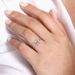Hot Gabriel & Co. Ali - 14K White Gold Emerald Cut Diamond Engagement Ring