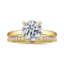 Discount Gabriel & Co. Ali - 14K Yellow Gold Round Diamond Engagement Ring