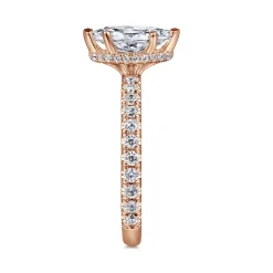 Best Gabriel & Co. Alina - 14K Rose Gold Hidden Halo Marquise Shape Diamond Engagement Ring