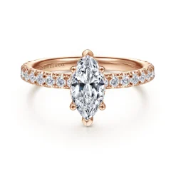 Best Gabriel & Co. Alina - 14K Rose Gold Hidden Halo Marquise Shape Diamond Engagement Ring