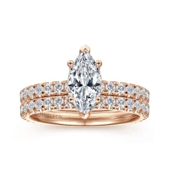 Best Gabriel & Co. Alina - 14K Rose Gold Hidden Halo Marquise Shape Diamond Engagement Ring
